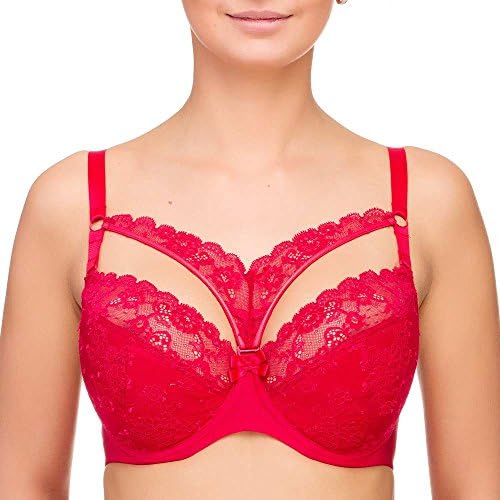 Lauma Lingerie Sexy Lace Full Figure Strappy Cage Bra Rouge