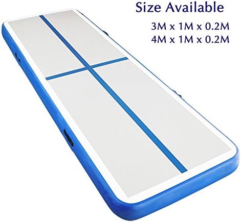 Holleyweb 8" Tumbling Air Track Inflatable GYM Mat Training Air Floor (Blue, 4M x 1M x 0.2M(158"x40"x8"))