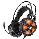 EasySMX Gaming Headset Xbox One Headset with Surround Sound Stereo, PS4 Headset with Mic & LED Light, Compatible with PC, Laptop, PS4, Xbox One Controller(Adapter Not Included), Nintendo Switch, Mac