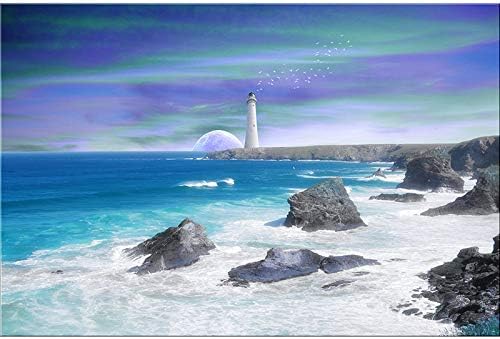Diy Oil Painting By Numbers Kit theme PBN Kit for Adults Girls Kids Christmas Decor Decorations Gifts - White Lighthouse(with Frame)