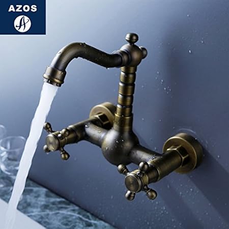Azos In Wall Faucet One Piece Wash Basin Brass Antique Brass Cold