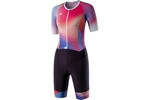 MY KILOMETRE Women's Triathlon Suit – Quick-Drying Sleeves One-Piece Tri Suit with Front Zip and UPF 50+