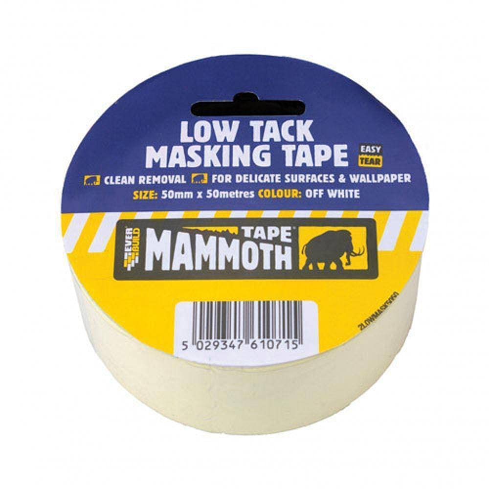 Everbuild Mammoth Low Tack Masking Tape – Easy Tear – Off White – 25mm x 25m