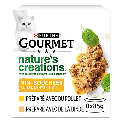 Purina Gourmet Natures Creations Mini Bites Chicken Spinach & Tomatoes Turkey Spinach & Parsnips 8 x 85 g (Pack of 12)