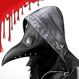 Plague Doctor Bird Mask Long Nose Beak Cosplay Steampunk for Halloween Party Costume Black Full Head Mask