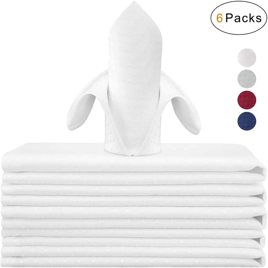 VCVCOOCloth Napkins Set of 6, White Dinner Napkins Square Reusable17 Inch, Waffle Table Napkins Washable Great for Weddings Parties Holiday Dinner