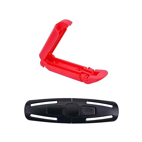 LegendTech Baby Autositz Sicherheitsgurt Clip Schnalle Set 1 Schwarze Gürtelschnalle 14.5*4*1.5cm und 1 Red Belt Lock 9*2,5*4