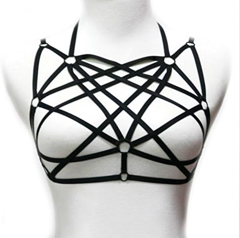 Walemy Harness Bra,Gothic Style Sexy Elastic Cage Bra Strappy body caged bra 197