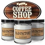 Old Factory Scented Candles - Coffee Shop -&nbsp;Decorative Aromatherapy - Handmade in The USA with Only The Best Fragrance Oils - 3 x 4-Ounce Soy Candles