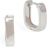 Jean Beau Huggie Hoop Earrings for Women, Trendy Minimalist 925 Sterling Silver Small Chunky Square Hypoallergenic Earrings Statement Jewelry Gift