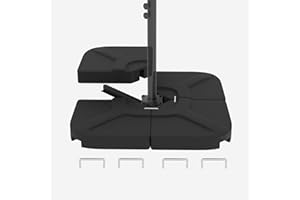 Kingdura 4-Piece 230LBS Cantilever Offset Patio Umbrella Base, Heavy Duty Weights Square Stand Base Water or Sand Refillable Plate Set with 4 Lock Pins for Garden Backyard Poolside, Black