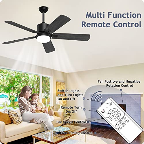 Biukis 52-Inch Outdoor Ceiling Fan No Lights – 6-Speed DC Motor, Reversible, Remote Control, All-Weather ABS Blades