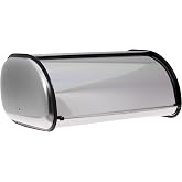 HOME IT Stainless Steel Bread Box for Kitchen Counter, Roll Top Lid, Large | Large 16.5x 10x 8 Inch, Holds Multiple Loaves Bagels, Roll-Top Lid, Stainless Steel, Clears Bread Clutter from Counter