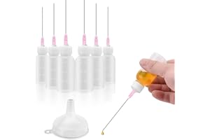 ARGCONNER 6 Pcs Needle Oiler, Oil Applicator (1 OZ), Gun Oil Bottle with Stainless Needle Tip, 18-Gauge Tip Applicator Bottle with Funnel for Gun Oils Hinges, Sewing Machines