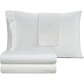 Izod 100% Egyptian Cotton Sheets Set Twin XL Size, Cotton Percale Crisp Sheet Set 3Pc, Lightweight & Deep Pocket fits Upto 17",Long-Staple Soft Combed,Hotel Style Sheets Luxury Bedding Sheet-White