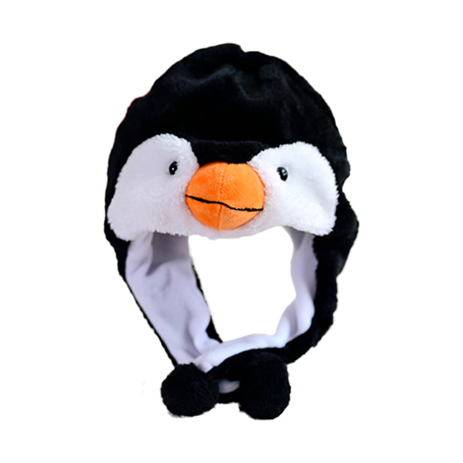 CHUNLINLAODA Penguin Plush Hat Plush Animal Hat Penguin Earflap Cap Penguins Plushs Animal Winter cute Ski Hats Plushs Hats Cartoon Earflap Winter Ski Aviator Style Hood (Black 1)