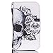 Galaxy Core Prime Case, GreenElec [Kickstand] Luxury Premium PU Leather Case Flip Cover Built-in Card Slots Stand with [Inner Silicone TPU] ID Card Slot for Samsung Galaxy G360 (Skull)