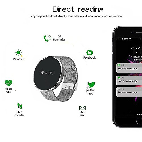 MeiLiio Smart Watch for Android Phones for Women Bluetooth, Heart Rate and Blood Pressure Test Stainless Steel Wristbands Sports Smart Tracker for IOS iPhone Compatible Waterproof (Silver Metal)