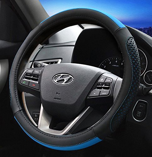 Car Steering Wheel Cover 15 Inch Microfiber Leather Universal Fashion Breathable Anti Slip Blue