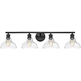 Golden Lighting 0305-BA4 BLK-CLR Carver Bath Fixture, Black