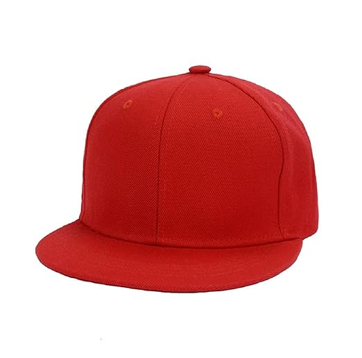 Buy Style Along Red Solid Cotton Flat Bill Brim Baseball Hat with
