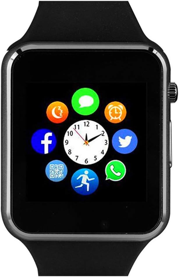 Smart Watch, Smartwatch with SD Card Touch Screen Call Text Message SNS Sync SIM Card Slot Camera Pedometer Music Player Alarm Compatible with Android and IPhone (Partial Functions) for Men Women Teen