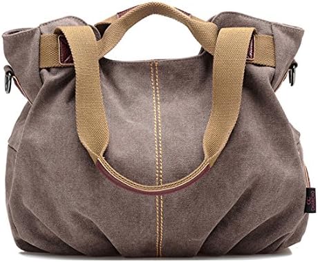 Dhiuow Women's Ladies Casual Vintage Hobo Canvas Daily Purse Top Handle Shoulder Tote Shopper Handbag