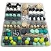 Amyster DIY Teether Toys Mixed Color Geometry Hexagonal Round Silicone Beads Wooden Pacifier Clips Wooden Peach Heart Round Crochet Beads Safety for Baby Tooth Nursing Necklace/Bracelet (A167+A124)