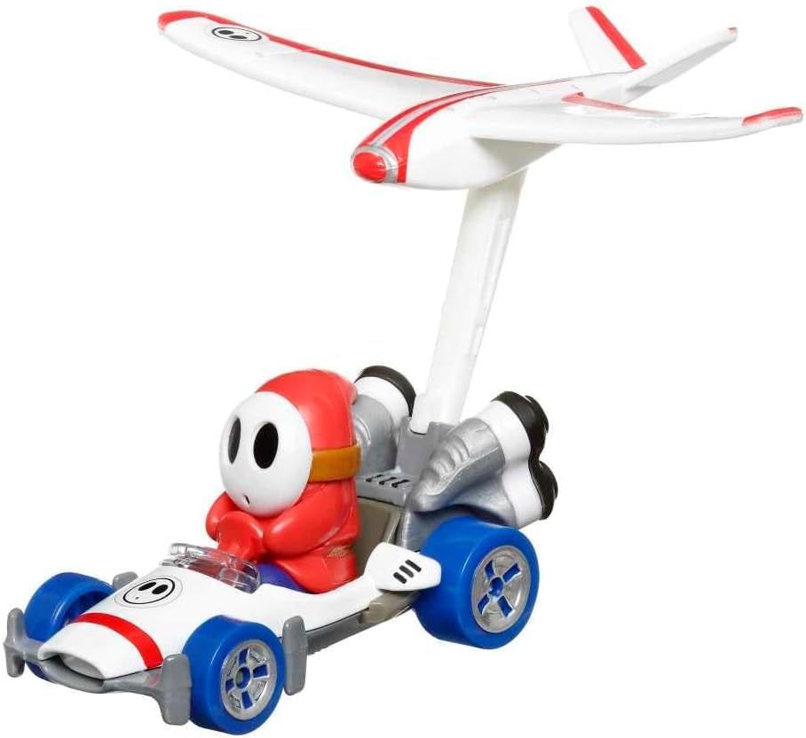 Hot Wheels Die Cast Model Car Mario Kart Glider Shy Guy B-Dasher Plane Glider Super Mario HDB46 - Scale 1:64 Length 5cm