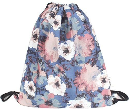 DANUC Gym Sack Bag Drawstring Backpack Sport Bag for Men &amp; Women School Travel Backpack (Flower-M)