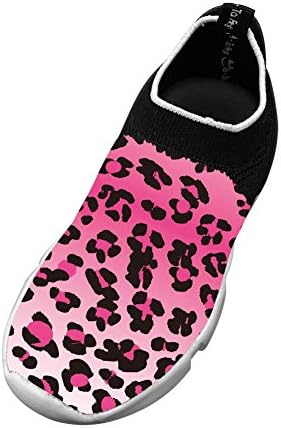 Children's Pink Leopard Print Lightweight Flyknit Shoes / Sneakers