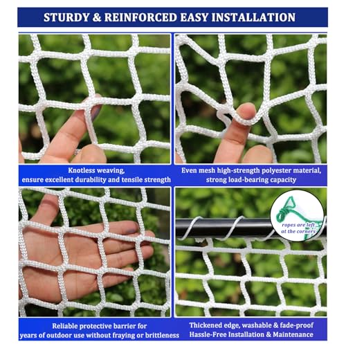 LJBD Safety Net for Children, Cats, Safety Net for Fall Stop, Zenza Knots, Wear-resistant for Stairs and Balconies Railings Garden Swing (Size: 2 x 5 m, 7 x 16 ft), Colour: White)