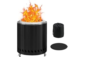 BRIAN & DANY Tabletop Solo Fire Pit with Stand, Smokeless Firepit for Outside, Stainless Steel Stove Bonfire, Fueled by Pellets or Wood, Includes Travel Bag & Fireproof Mat -8.6in x 10in,Black