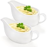 Yesland 2 Pcs 15 oz Gravy Boat, Ceramic White Easy-Pour Gravy Boat for Dining, Holiday Meals & Parties