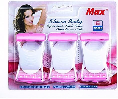 Max Disposable Body Bikini Shaving Razor- Pack Of 6 Blades - Pink by Darzee