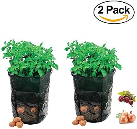 2 Pack Garden Potato Grow Bag Vegetable Carrot and Onion Plant Tub Planter Patio raised with Handles and Access Flap for Harvesting , 14" x 20"
