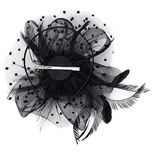 S&W Manufacturing Women Girl Fascinator Hats Flower Mesh Headwear Pillbox Feather Hat Cocktail Derby Tea Party Clips Wedding Veil