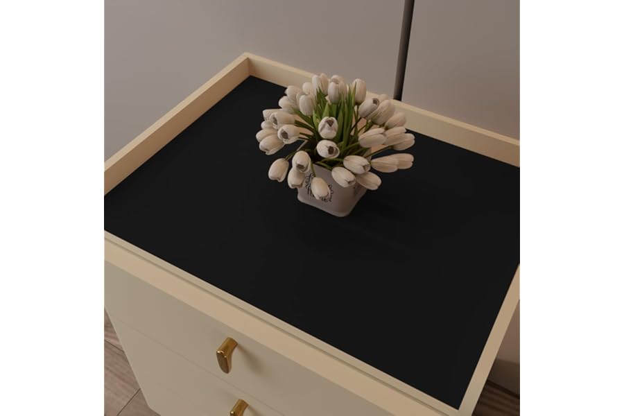 Zinkooat Leather Nightstand Cover,1.8mm Thick,15.75x23.6 Inch end Table Cover,Side Table Cover,Bedside Table Cover,Bedside Tablecloth.(Black+Black,15.75x23.6)
