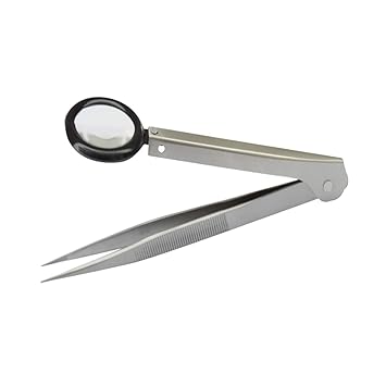 Diamond Tweezers with Magnifying Lens