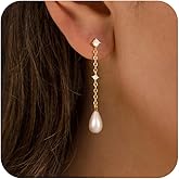 Affolace Dangle Earrings for Women Trendy, Dainty 14k Gold/Silver Plated Drop Earrings for Women Dangle CZ Pearl Dangling Earrings Gold Jewelry for Women Gifts