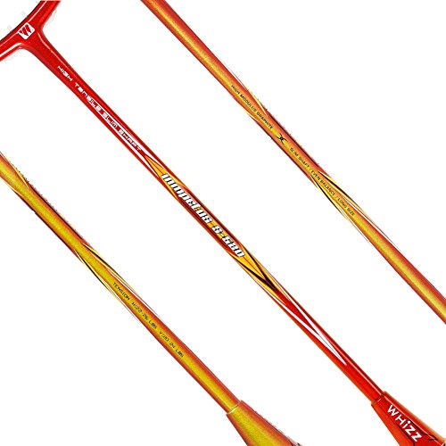 WHIZZ 2 PCS 100% Graphite Badminton Racket Set, Large Badminton Bag / 2 Grip Tapes Included (Black+Red) - Thumbnail 3