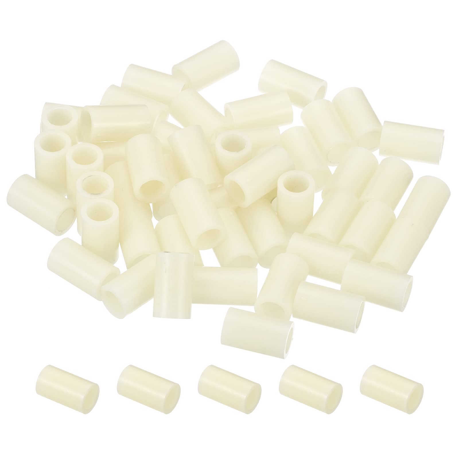 PATIKIL 5.2mm ID x 9mm OD x 15mm L Round Spacers Washers, 50 Pack ABS Plastic Plastic Standoff Gaskets for M5 Hardware Screws Bolts for 3D Printer Electrical Outlet, Beige