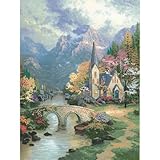M C G Textiles Thomas Kinkade Mountain Chapel Embellished Cross Stitch Kit, 12 by 16-Inch