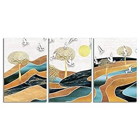 Canvas Wall Art Abstract Deer in Forest Painting Artwork for Home Prints Framed - 16"x24" x 3 Panels