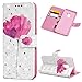 Galaxy S9 Case, Printed 3D Bling Crystal Lucky PU Leather Wallet Case with Wrist Strap Flip Kickstand ID&Credit Card Pockets Ultra-Strong Magnetic Closure Shockproof Skin for Samsung Galaxy S9, Lotus