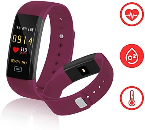 Fitness Tracker,Kirlor New Version Colorful Screen Smart Bracelet with Heart Rate Blood Pressure Blood oxygen Monitor,Smart Watch Pedometer Activity Tracker Bluetooth for Android &amp; IOS(Purple)