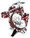 Velocity Toys 11 Piece Children's Kid's Musical Instrument Drum Play Set w/ 6 Drums, Cymbal, Chair, Kick Pedal, Drumsticks (Red)