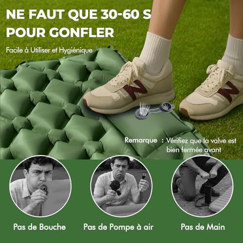 Matelas de Camping, Tapis de Camp Gonflable 195cm*60cm