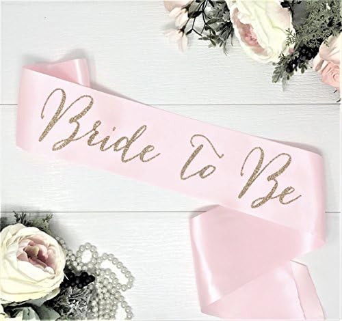 Bachelorette Sash - Blush Pink Satin - Gold "Bride To Be"