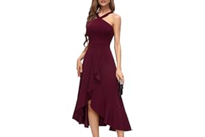 Bbonlinedress Halter Cocktail Women Dresses Prom Formal Wedding Bridesmaid Dress Ruffled Maxi Hi-Lo Evening Party 2025 Dress